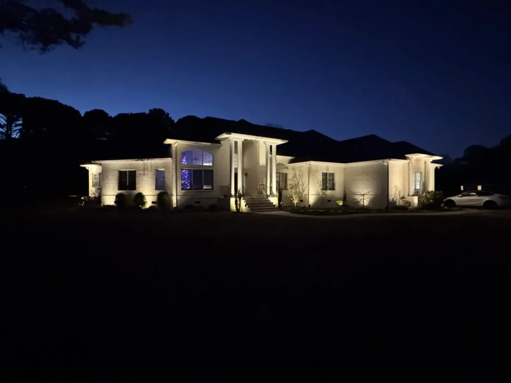 Dramatic home full façade lighting